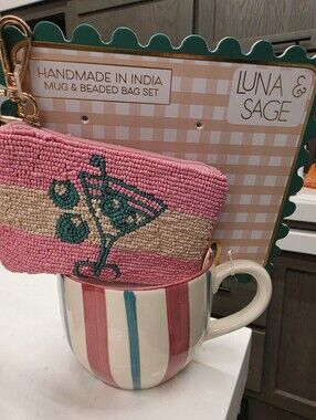 Luna & Sage Beaded Martini Mug & Pouch Set - Viral!